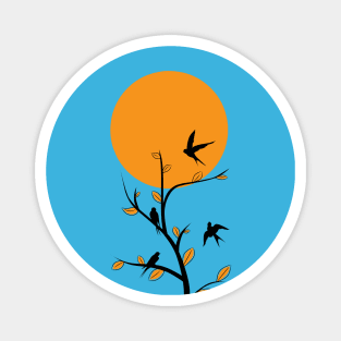 silhouette of a bird at sunset Magnet